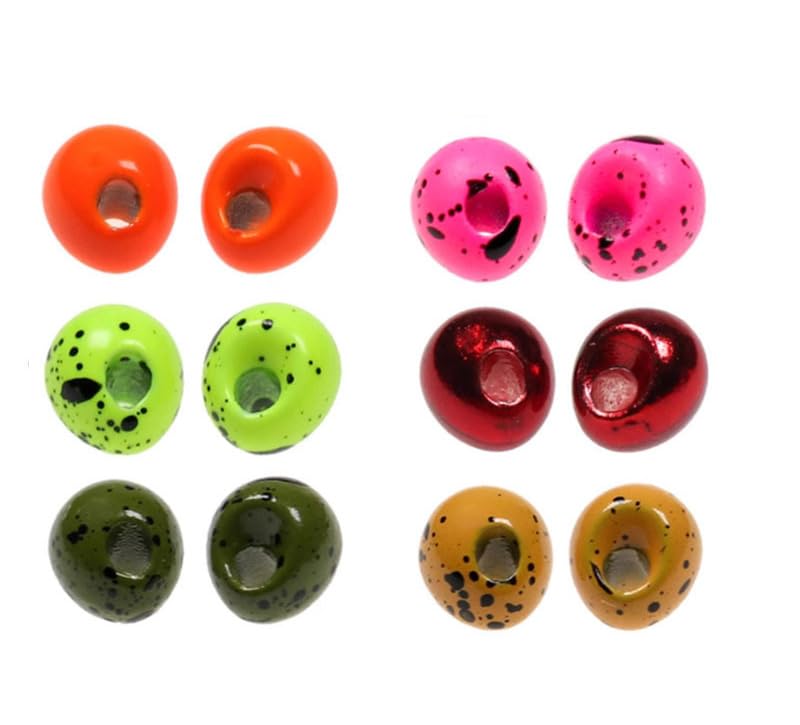 KTGCOZSPack of 50 Tungsten Beads Off Set Tungsten JIG Fly Tying Beads 6 Colors