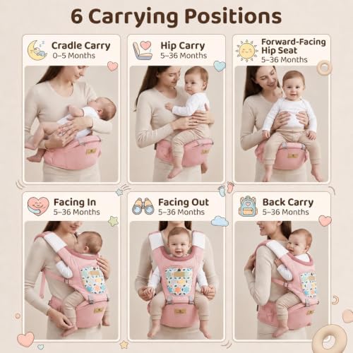 Image of StarAndDaisy Baby Carrier for 0 to 3 Year with Soft Cushioned Hip Seat | Sling Baby Carrier with 2 Storage Pockets | | Soft Cushioned Baby Carry Bag for Newborn to Toddler