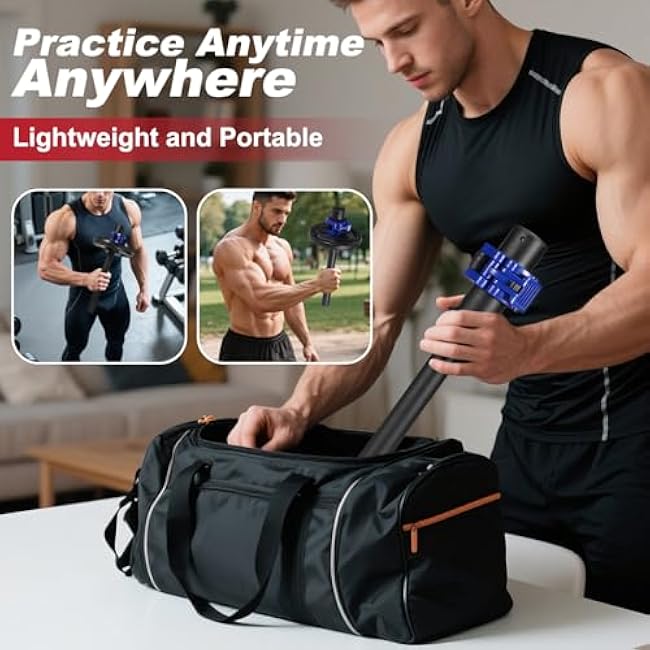 Forearm Strengthener & Forearm Exerciser, Wrist Exerciser Bar with a Barbell Clamps, Wrist Curl and Rotation Strength Trainer, Ideal for Grip Strength, Forearm Muscle Building