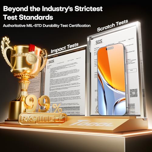 Image of TOCOL for iPhone Air Screen Protector 6.5 inch 9H Hardness Military Grade Shatterproof HD Tempered Glass Full Coverage Easy Installation 2 Pack