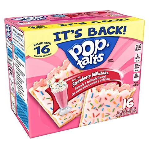 Kellogg’s Pop-Tarts Breakfast Toaster Pastries, Frosted Strawberry Milkshake, 28.2 oz, Value Pack (16 Count) Cover