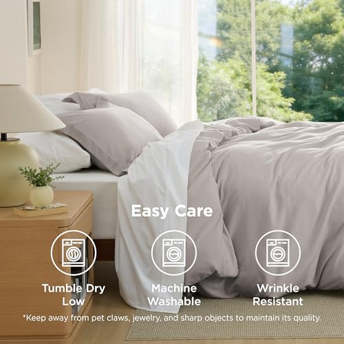 Image of Bedsure Duvet Cover Full Size - Soft Double Brushed Bedding Set for Kids & Adults, Zipper Closure, 3 Pieces, Includes 1 Duvet Cover (80 inchx90 inch) & 2 Pillow Shams, NO Comforter, Taupe
