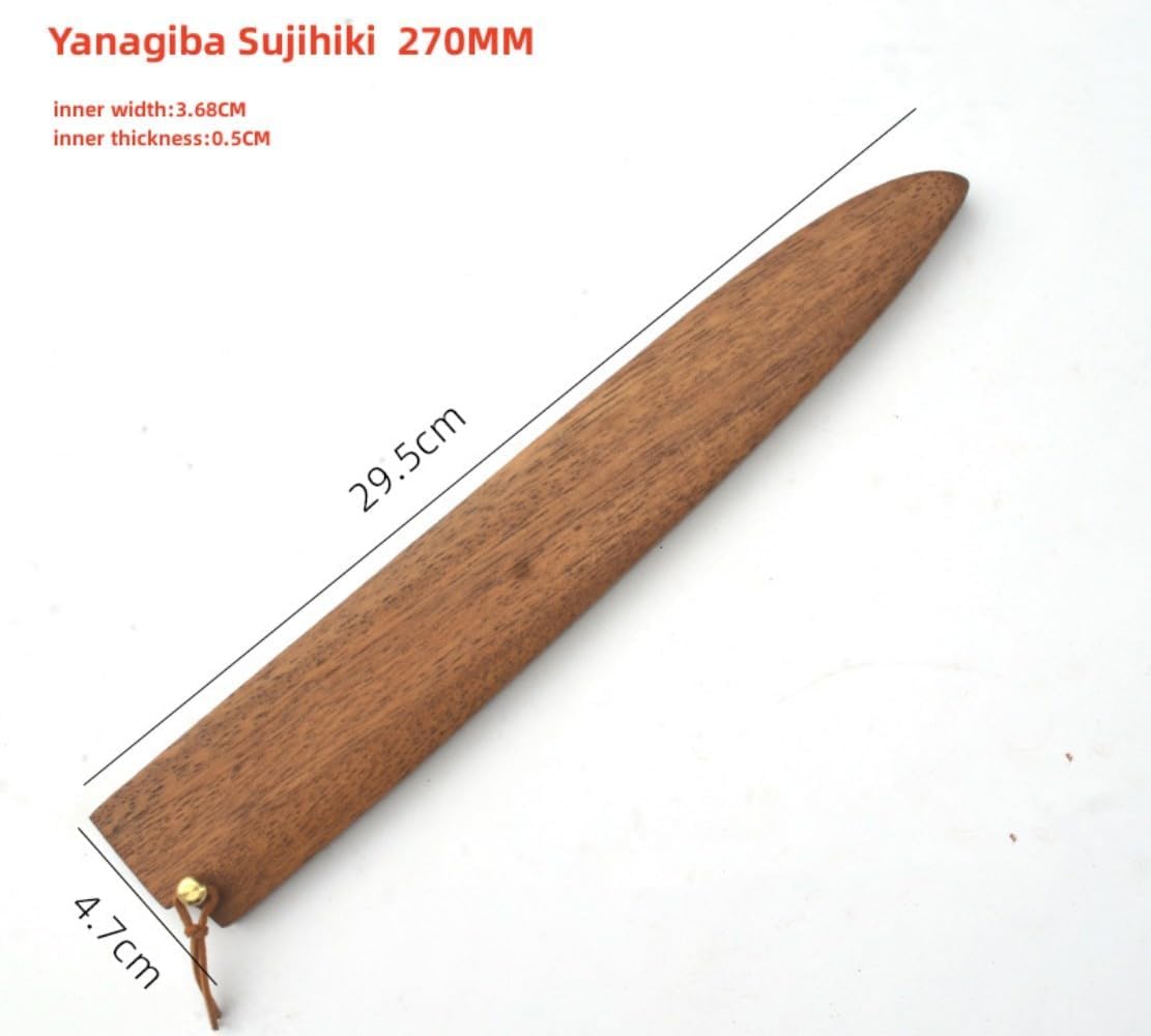 Étui en Bois de Noyer Noir Fait à la Main pour Couteau Japonais Sashimi Couvercle en Bois Avec épingle en Laiton Étui pour Couteau de Chef Protecteur (Yanagiba Sujihiki 270MM)