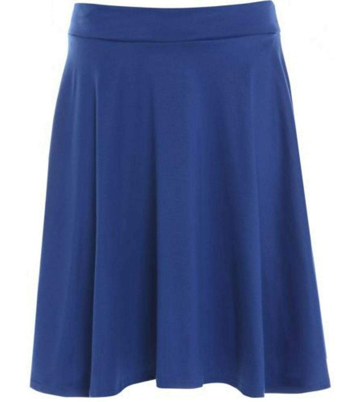 Fairy Boutique Women's Royal Blue Elasticated Waistband Soft Stretch Skirt Knee Length Fla Swing Skater Midi Skirt