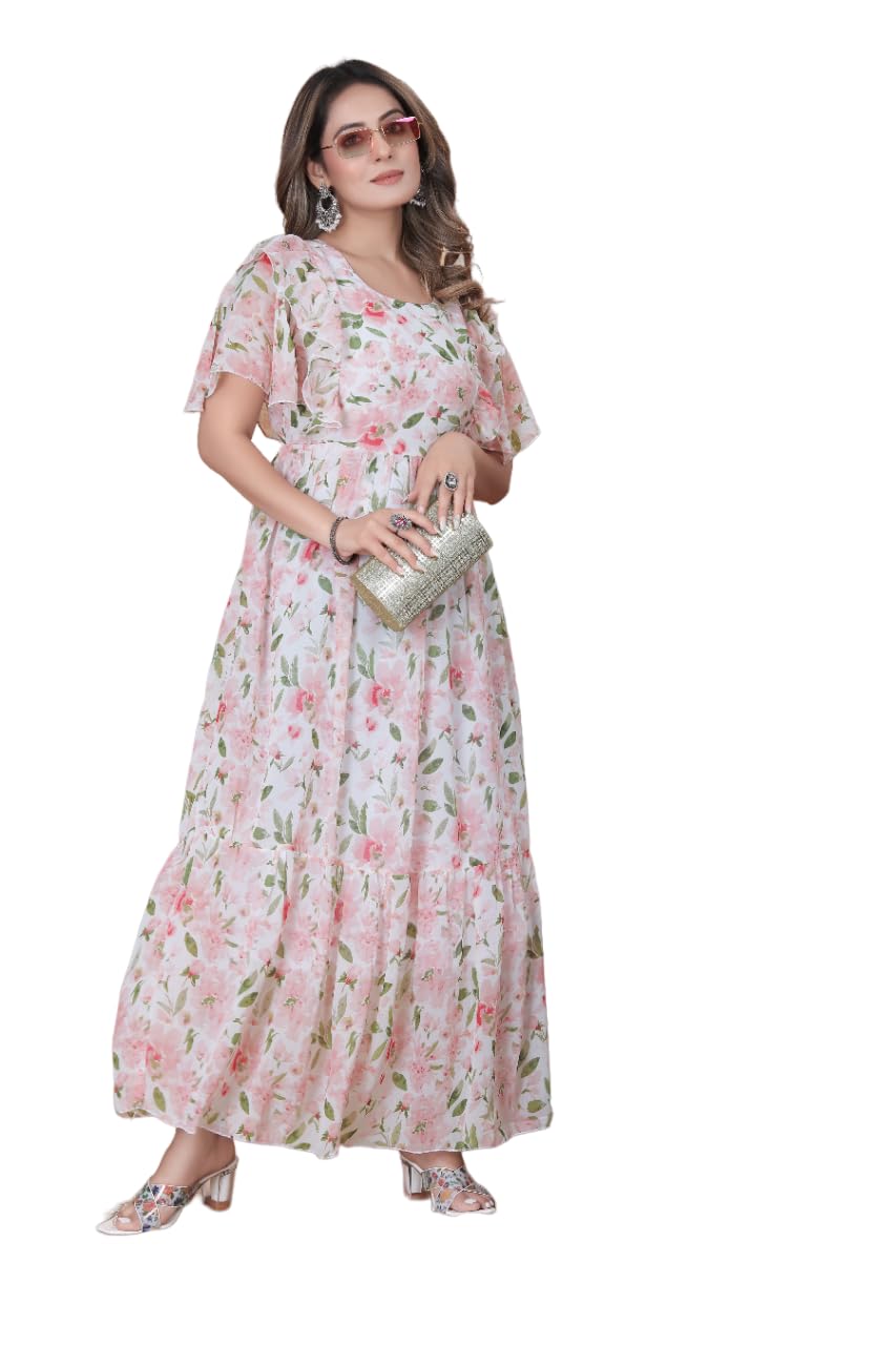 Virat Enterprises Women's Georgette Floral Printed Anarkali Kurti