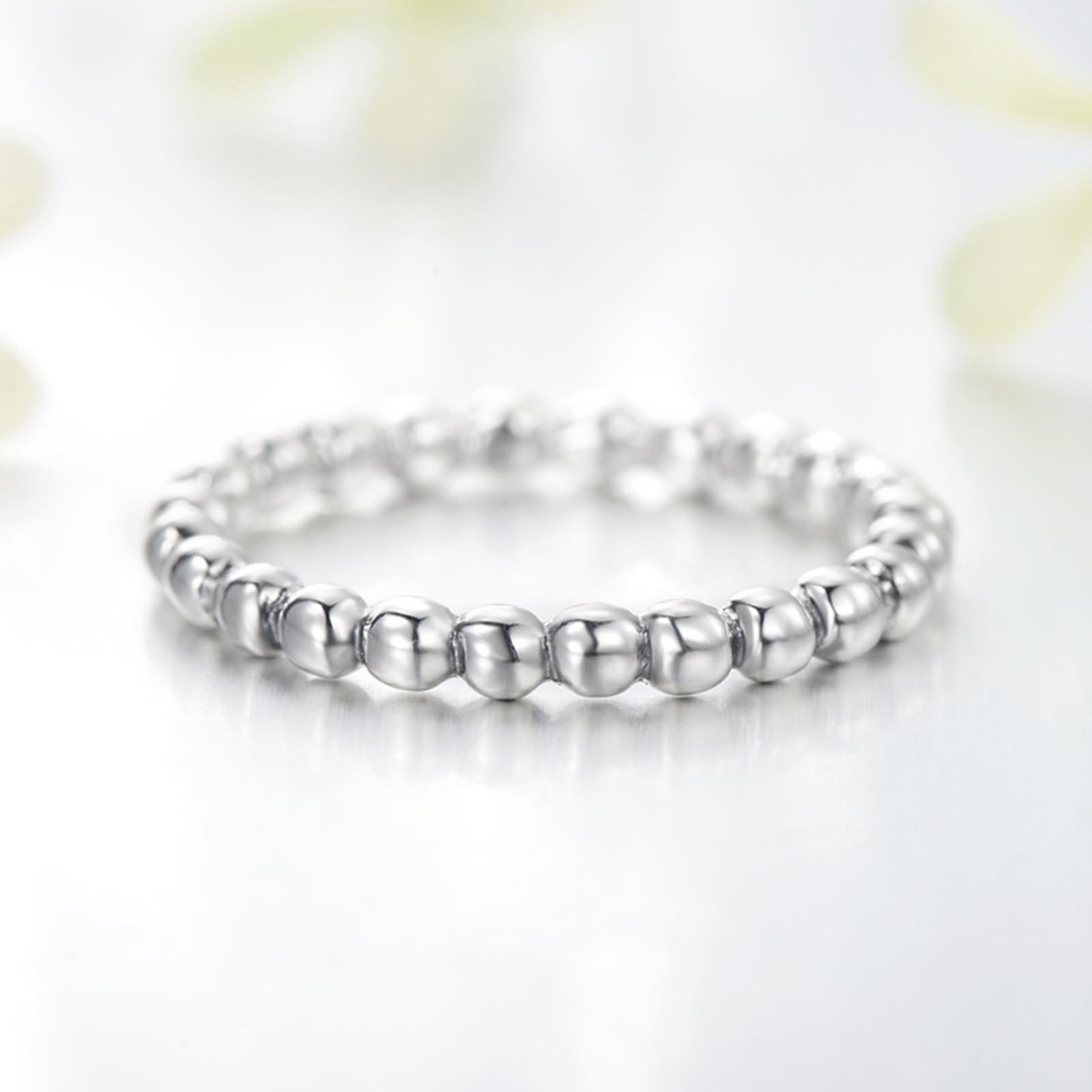 Anillos de compromiso de oro blanco de 9 K/14 K, 2,7 mm, perlas para mujer