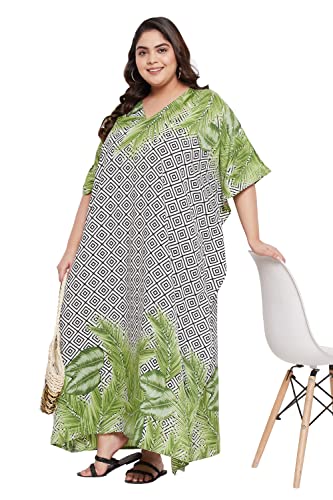 Image of Gypsie Blu Women Plus Size Kaftan Dress Beach Cover Up Maxi Dresses for Women, V-Neck Kimono Sleeve 1X-3X