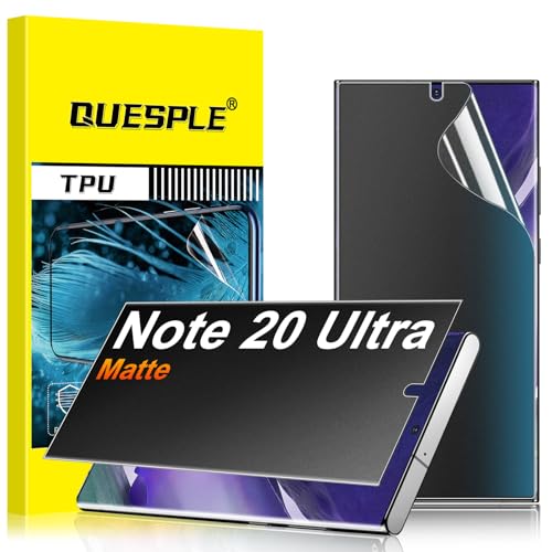 QUESPLE 2 Pack for Samsung Galaxy Note 20 Ultra Anti-Glare Matte Privacy Screen Protector 6.8 inch Smooth and Responsive Touch Flexible EPU Film [Support Fingerprint Unlock] [Self-Healing] [Not Glass]