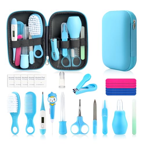 Image of Qunlions life Baby Grooming Kit, Infant Safety Care Set with Hair Brush Comb Nail Clipper Nasal Aspirator Ear Cleaner,Baby Essentials Kit for Newborn Girls Boys