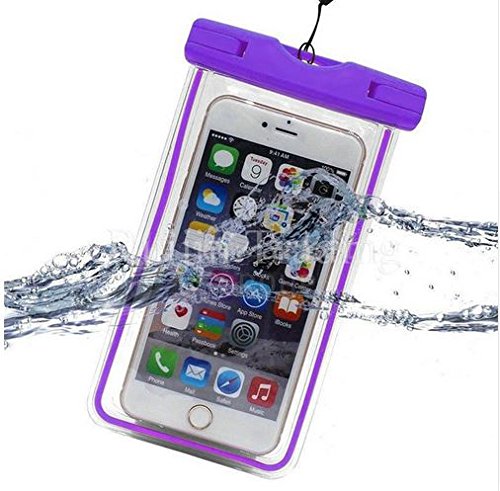PHONILLICO Sac Waterproof Violet pour Samsung Galaxy - Housse Etui Universel Boitier Pochette Lumineux Protection Tactile Souple Plastique Imperméable Etanche...