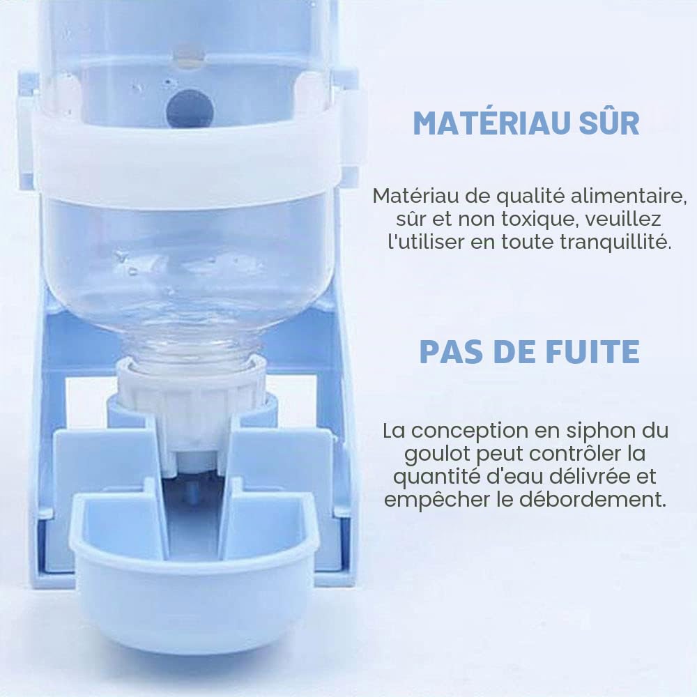 Distributeur d'eau suspendu pour lapin, chinchilla, hérisson, furet, hamster - 500 ml