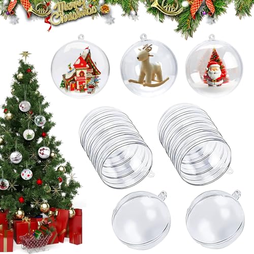 CLHXWU 20 Stück 8cm Befüllbare Weihnachtskugeln,Acrylkugeln...