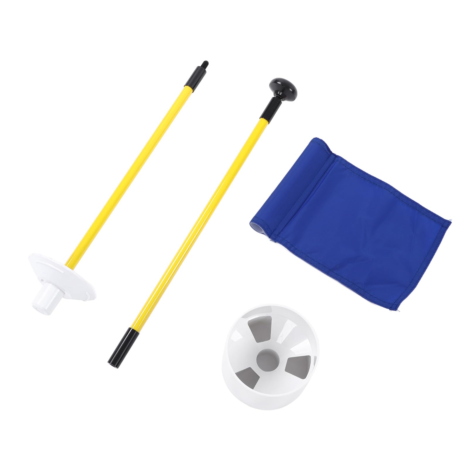Practice Golf Hole Cup Flag Stick Staccabile Due sezioni Golf Putting Green Flagstic Tazza di plastica Bandiera in nylon Asta in fibra di vetro Attrezzatura per (Blu)