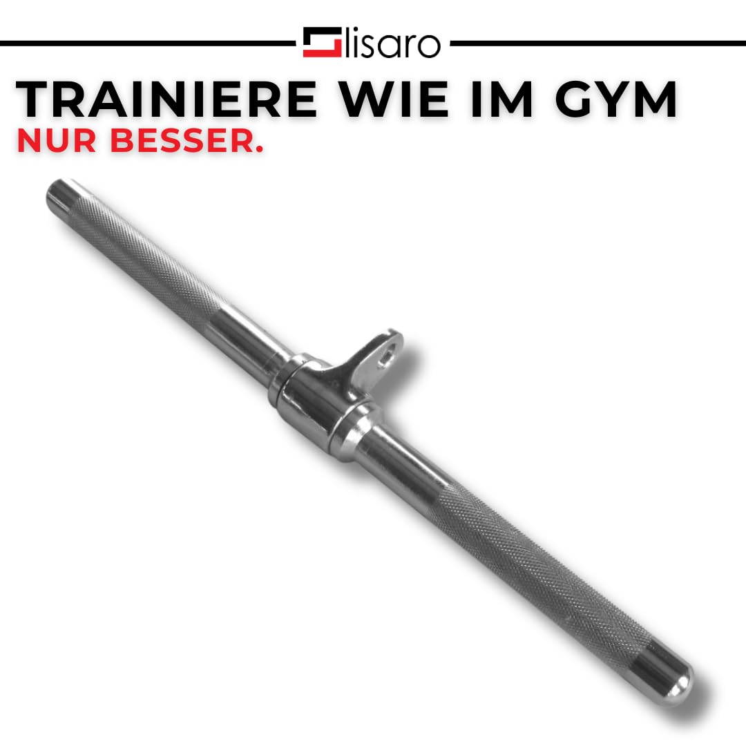 Lisaro® Trizepsstange/Bizepsstange Profi – Diamanträndel-Stange für Kabelzug, Universalgriff für Trizeps- und Bizeps-Drücken – Zubehör für Fitnessstudio & Home-Gym
