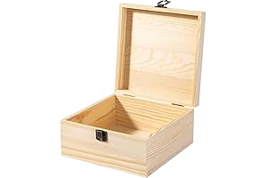 Unfinished Wooden Treasure Chest Box Craft for DIY Storage Decoration