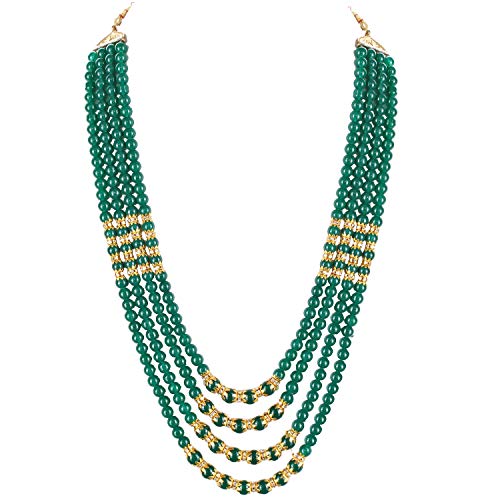 Lucky Jewellery Designer Wedding Multi Strand Green Color Dulha H...