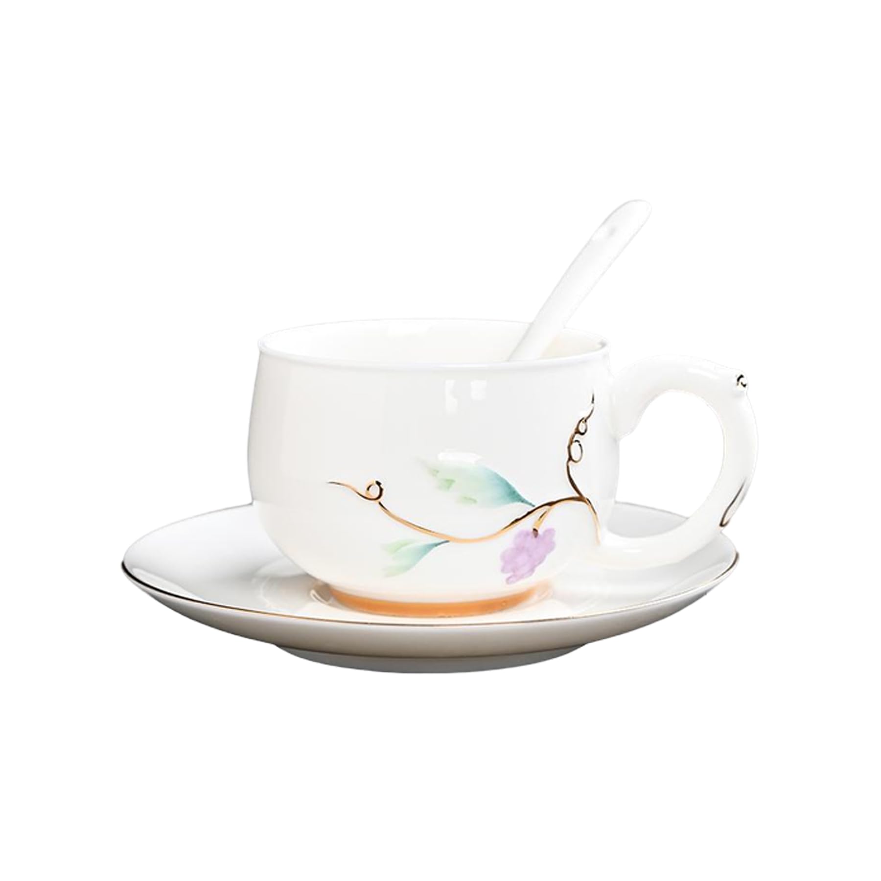 Mug à café en Porcelaine Fine Blanche Peinte à la Main, idéal pour Les Lattes, cappuccinos, thés et expressos, pour Les Amateurs de café, de thé de l'après-midi et de thé
