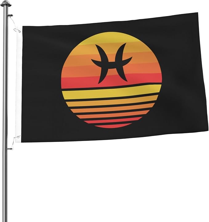 Zodiac Sign Pisces Symbol Flag 2x3 Ft Double-Sided Durable Outdoor Banner Home Party Welcome Flag Patio Decor Flag