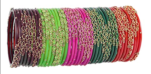 Image of NMII Beautiful Matte Finish Transparent Multicolor Glass Kada for Women & Girls on Different Occasions