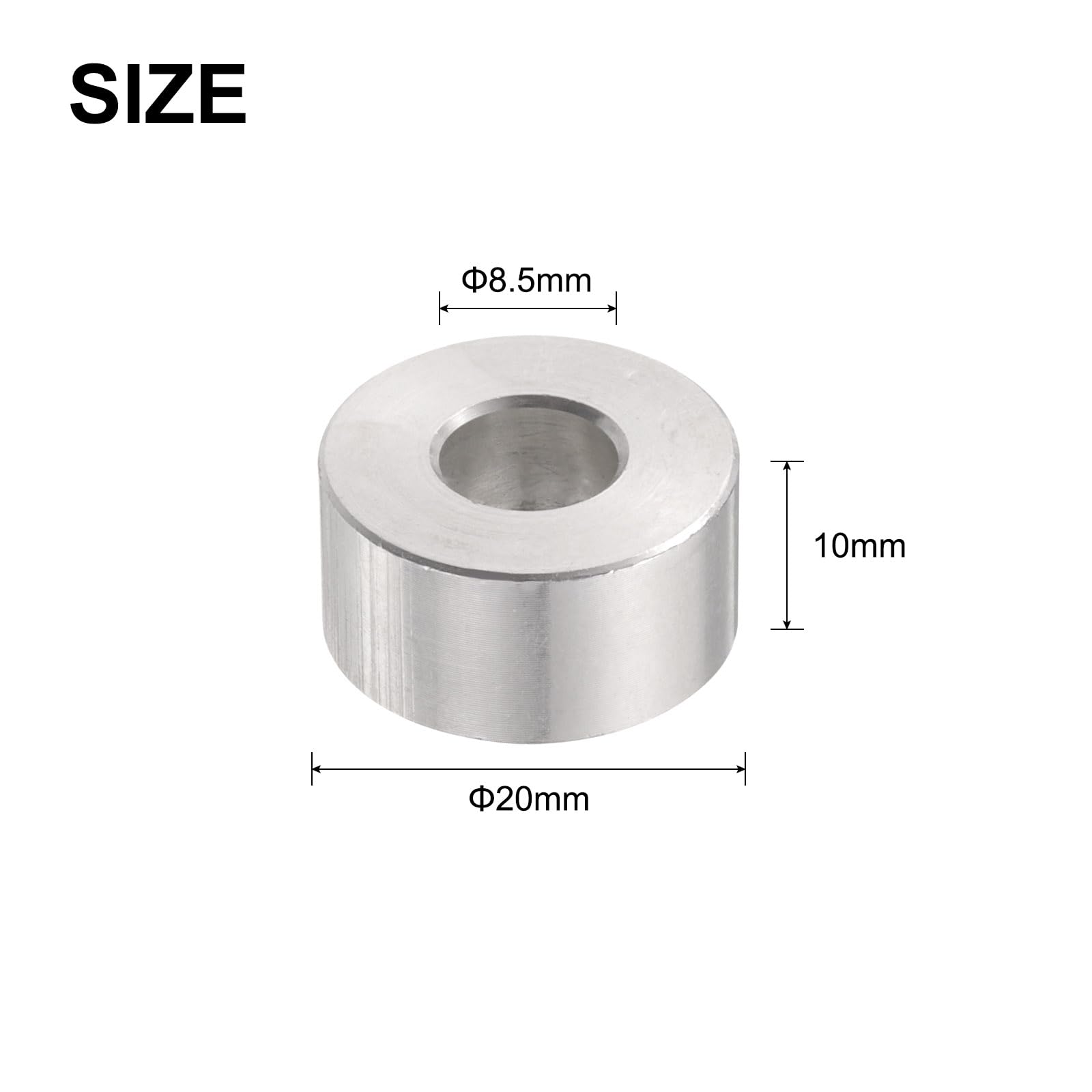 QUARKZMAN 12pcs M8 Separadores de Aluminio, Espaciadores Redondos de Metal Espaciadores Metálicos de Aluminio para M8 Tornillo Pernos, 8.5x20x10mm (ID*OD*Esp.)