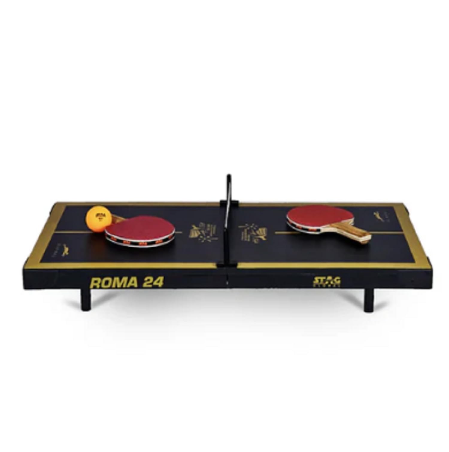 STAG GLOBAL Roma 24 Super mini Fun Table Tennis Table | Limited Edition Roma World Masters Championship 2024 | Black and Golden (Roma 24)