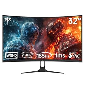 KTC Curved Gaming Monitor 32 Zoll | QHD@185Hz (OC) | 1ms Reaktionszeit | HVA Panel, 1500R Krümmung | 96% DCI-P3, 99% sRGB, 1, 7 Mrd. Farben | HDR10 | VESA 100×100mm | Low Blue Light, Flicker-Free | H3