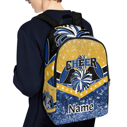 Blue Gold Cheer Cheerleader Backpack Casual Travel Daypack for Men Women Gif3