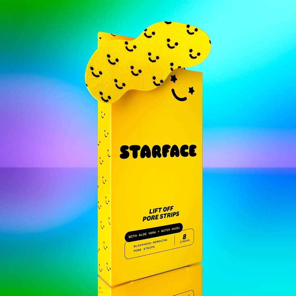 Starface Lift Off Pore Strips, Blackhead Remover, Deep Cleansing Nose Strip, Patches for Pores (8 count): 1 Count (Pack of 16) Yellow Lift Off