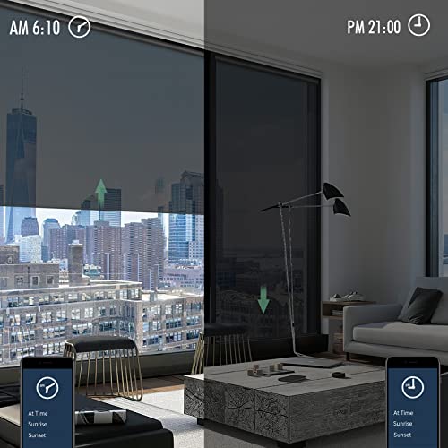 Yoolax Motorized Solar Shade Romote Control Light Filtering Roller Blinds Transparent Sight Auto Window Blinds (Black) #TOP2