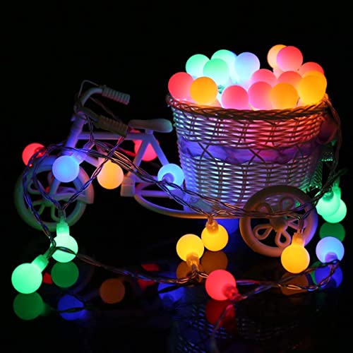Image of MoonlitDreams 3M 14LED Milky Ball LED Curtain String Lights - Pooja Mandir Decoration Ball Fairy Lights for Window, Festival, Diwali, Christmas, Wedding, Party & Home Decoration