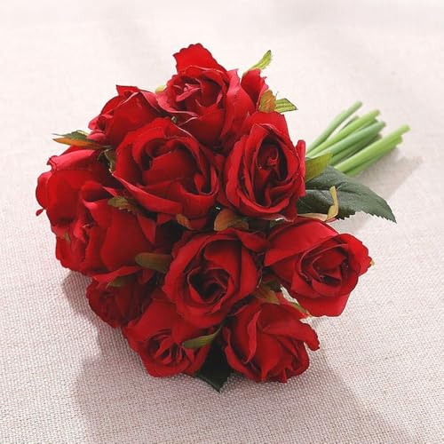 Aiinoo 12pcs Artificial Roses Single Stem Faux...