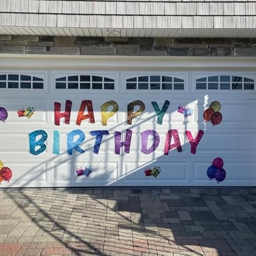 Imanes Jumbo Happy Birthday con Brillo Arcoíris 17 piezas