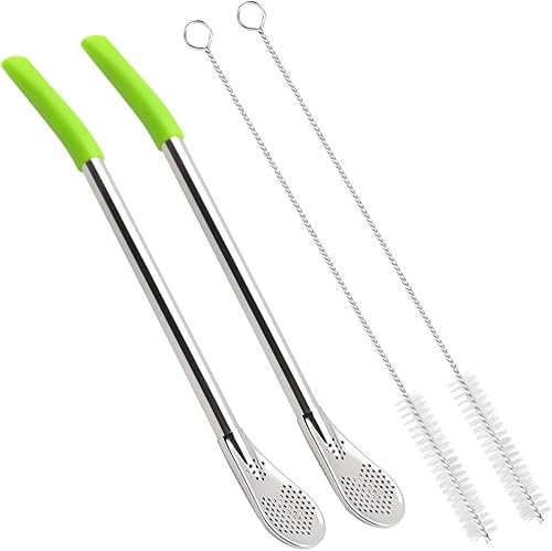 GFDesign Yerba Mate Bombilla - Pajitas de filtro de calabaza para beber, puntas de silicona suaves a prueba de calor, acero inoxidable 188 de grado