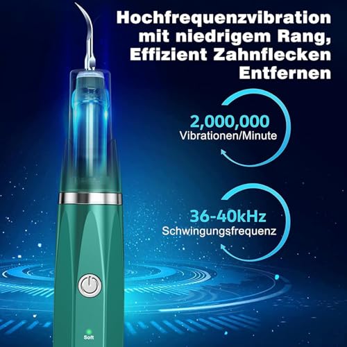 Love begans Kit di Pulizia dei Denti per Animali Domestici, Spazzolino da Denti ad Ultrasuoni con 5 modalità, Kit di Rimuovere la Placca Tartaro per Denti per Cani e Gatti, Verde