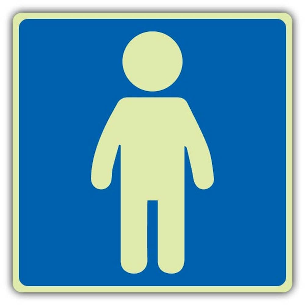 V Safety - Señal con símbolo de inodoro para niños que brilla en la oscuridad, formato de símbolo, 450 x 450 mm, hecho de plástico rígido de triple brillo, señalización de seguridad obligatoria