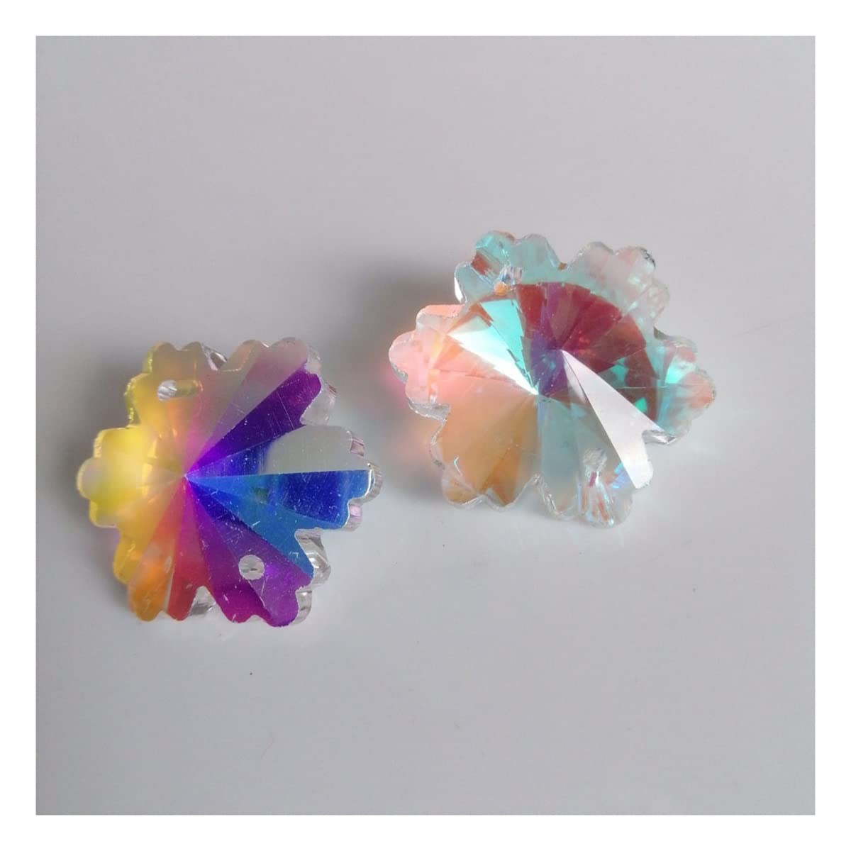 YUZGUHEY 50PCS AB Color 30mm 2 Holes Crystal Loose Beads Prisms Hanging Chandelier Lighting Lamp Part Crystals Replacement Parts
