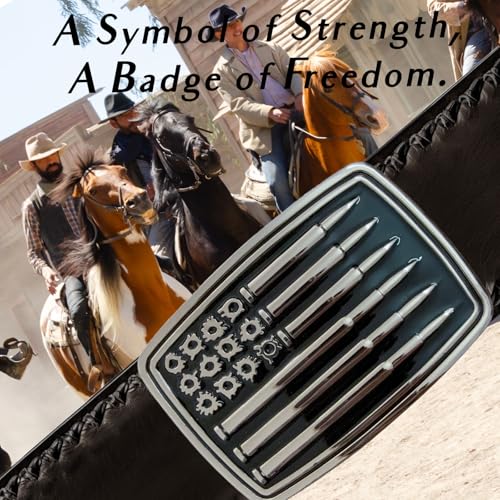 Image of Western Belt Buckles for Men Cowboy Belt Buckle American Bullet Flag Belt Buckles Men Silver