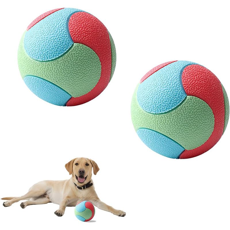Joyzzz Rubber Dog Ball, 2 Pack High Bounce Chew Resistant Sets, Tough Indestructible Chew Toy, Solid Rubber Bouncy Ball for Chewing and Training