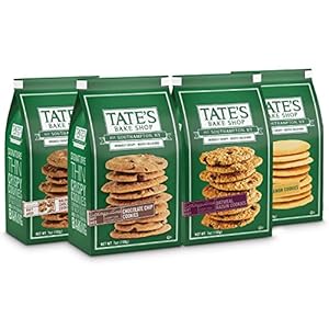 Tate’s Bake Shop Cookies Variety Pack, Oatmeal Raisin Cookies, Chocolate Chip Cookies, Lemon Cookies & Chocolate Chip Walnut Cookies, 4 – 7 oz Bags