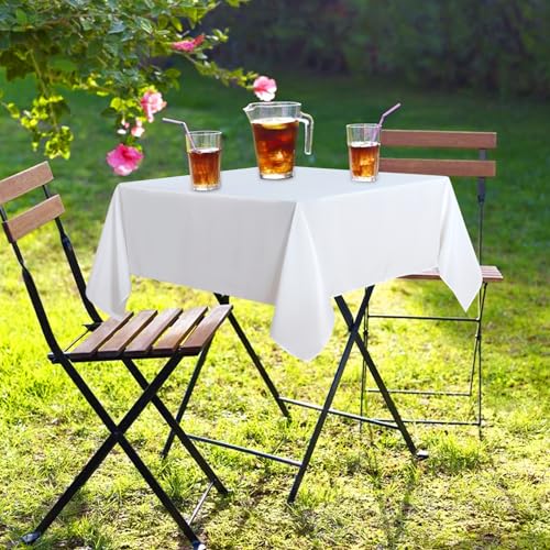 Image of sancua Small Square Tablecloth 36 x 36 Inch White (Fits 20-30 Inch Tables), Stain and Wrinkle Resistant Washable Fabric Table Cloth for Dining Party Table Cover for Nightstand End Bedside Tables