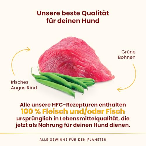 Almo Nature HFC Complete Nassfutter für Erwachsene Hunde – Irischer Angus mit grünen Bohnen – menschliche Qualität, glutenfrei, Monoprotein – 85 g, 17 Stück