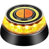 Sorlpv Warnleuchte V16, 360° Rundum-LED Orange/Gelb Notlicht Magnetische Installation, 1 km Hoher Sichtweite, Wasserdicht und Stoßfest Pannen-Warnleuchte für Auto, Motorrad, Wohnmobil & LKW