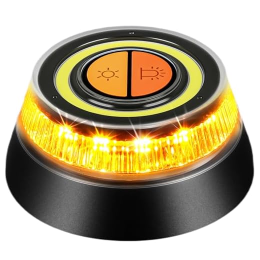 Sorlpv Warnleuchte V16, 360° Rundum-LED Orange/Gelb Notlicht Magnetische Installation, 1 km Hoher Sichtweite, Wasserdicht und Stoßfest Pannen-Warnleuchte für Auto, Motorrad, Wohnmobil & LKW