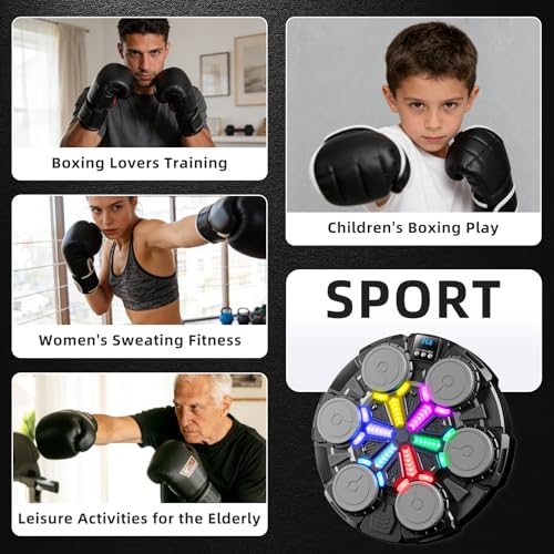 Image of Upgraded Music Boxing Machine for Kids and Adults, Bluetooth Wall Mounted Punching Pad with Gloves,Rhythm Lights&Two-Player Battle Home Gym Equipment,Sports Toy Gift for Ages 3-12 Year Old