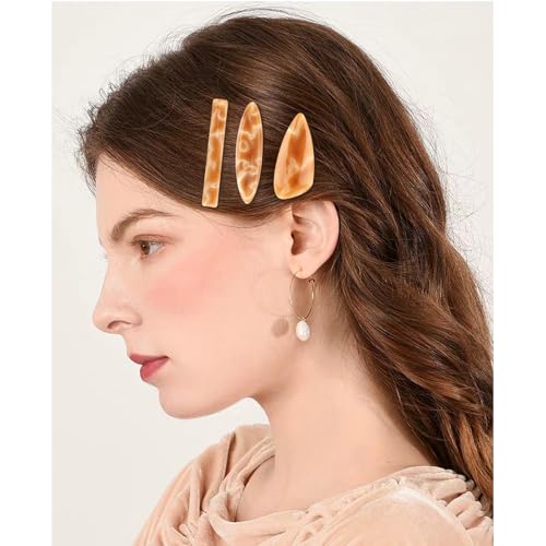 CURASA Pinzas de Pelo Alligator 6PCS de Metal y Resina Acrílica, Broches Antideslizantes, Accesorios Decorativos para Flequillo Marrón para Mujeres y Niñas con Cabello Grueso y Fino miniatura 3