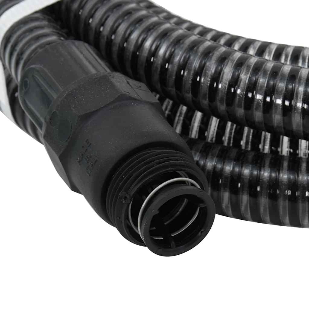 Manguera de aspiración con conectores de PVC negro de 1 pulgada 4 m, manguera de jardín para riego, manguera de agua para jardín, césped, bancal, plantas, verduras, terraza, balcón