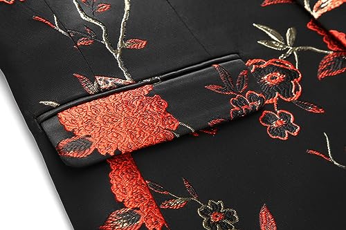 Mens Floral Suit Jacket Jacquard Paisley Luxury One Button Slim Fitted Business Wedding Tuxedo Suit Blazer Jacket US Size 40 Rose3