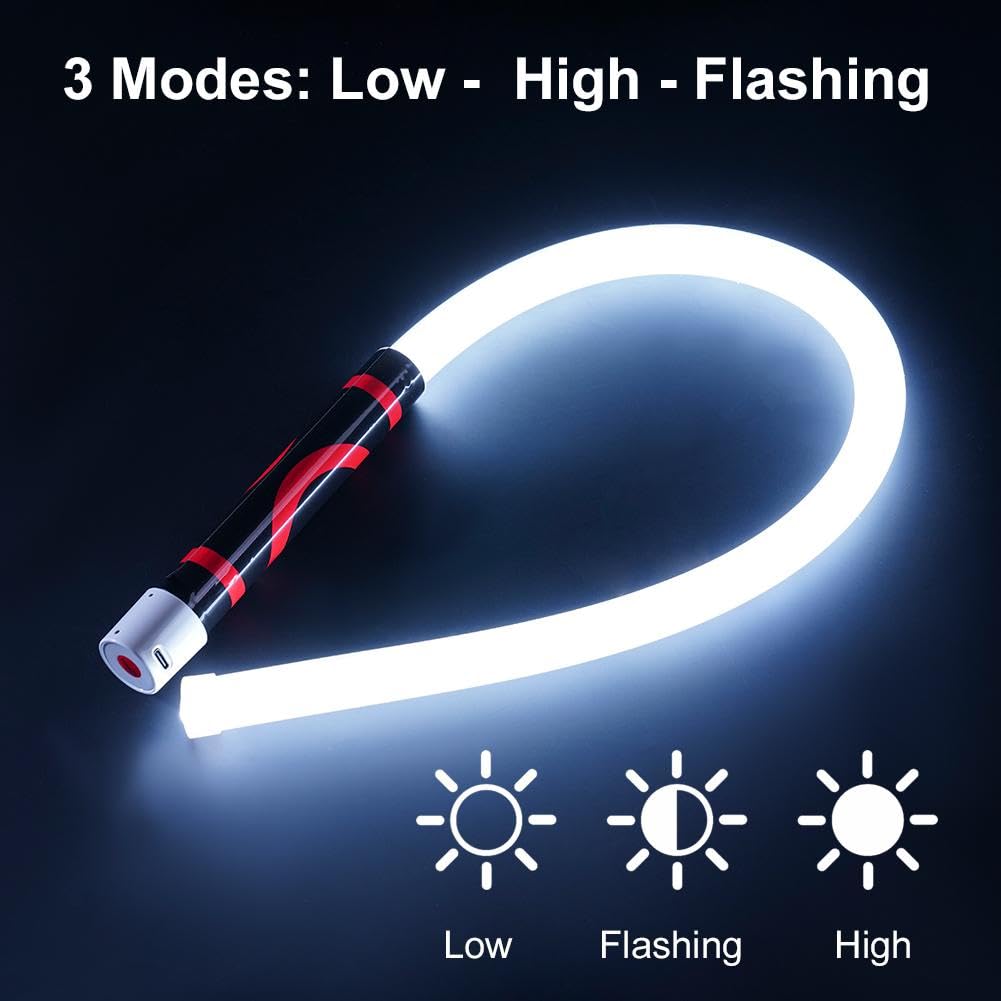 Luce da lavoro flessibile a LED per ispezione meccanica, 68 cm, ricaricabile, USB-C, gancio magnetico per ispezioni automobilistiche, officina e manutenzione (confezione da 3)