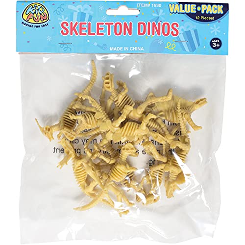US Toy - Assorted Dinosaur Skeleton Toy Figures, Made of Plastic, (1-Pack of 12)