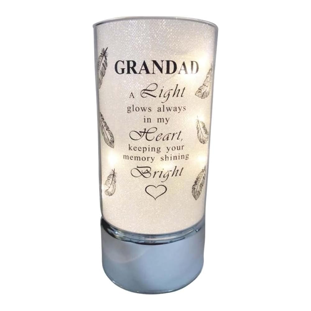 Memorial Light Tube Ornament for Garden & Graveside – Weatherproof Glass Remembrance Light with Engraved Verse | Sympathy & Memorial Gift for Loved Ones (20cm) (Grandad)